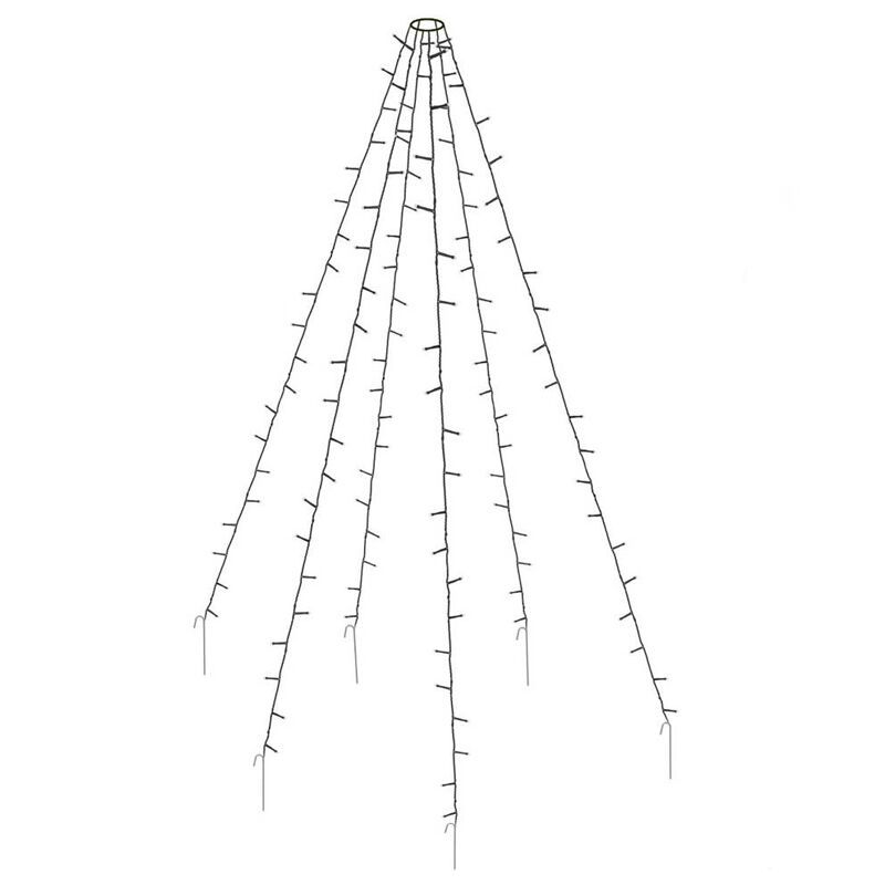 Illuminazione per pennone da esterno, 192 LED, 6 fili da 2 m, senza palo