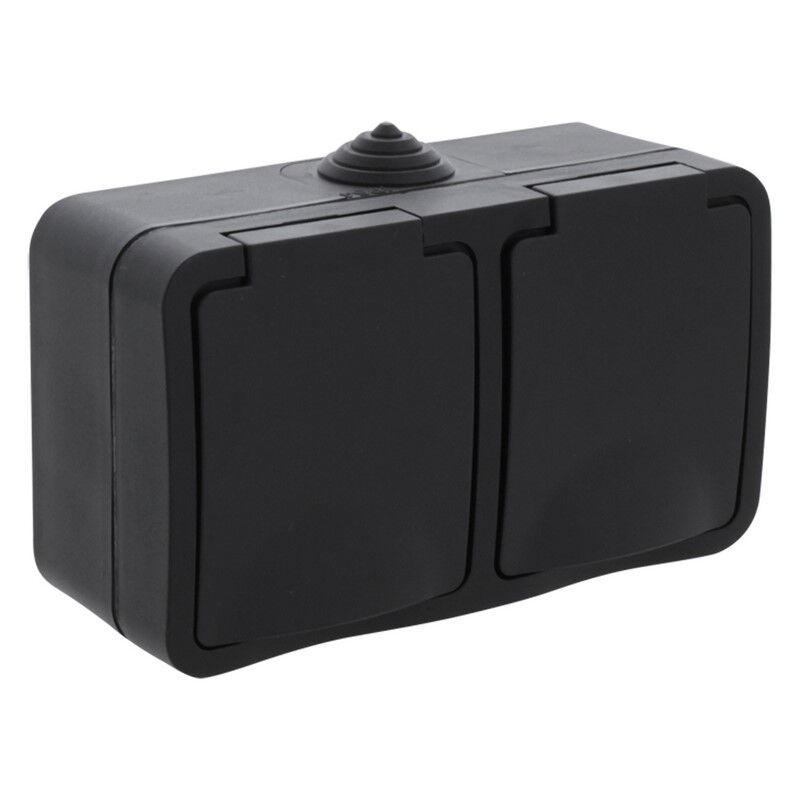 Presa Q-Link da parete a 2 vie, contatto di protezione, antispruzzo, orizzontale Presa Q-Link da parete a 2 vie, contatto di protezione, antispruzzo, orizzontale