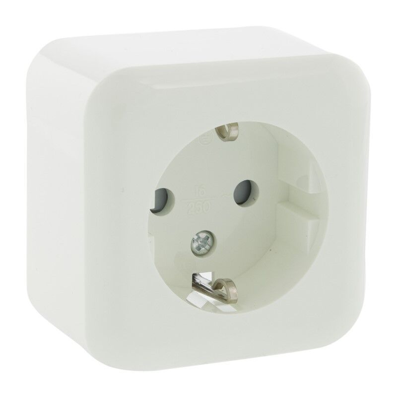 Presa Exin Exo, a plafone, singola, conduttore di protezione, bianco polare Presa Exin Exo, a plafone, singola, conduttore di protezione, bianco polare