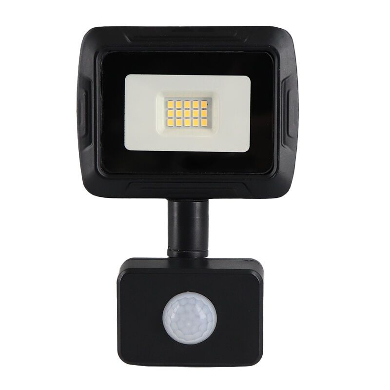 Riflettore con sensore nero in alluminio, Miro, 10W, 3000K LED, IP65