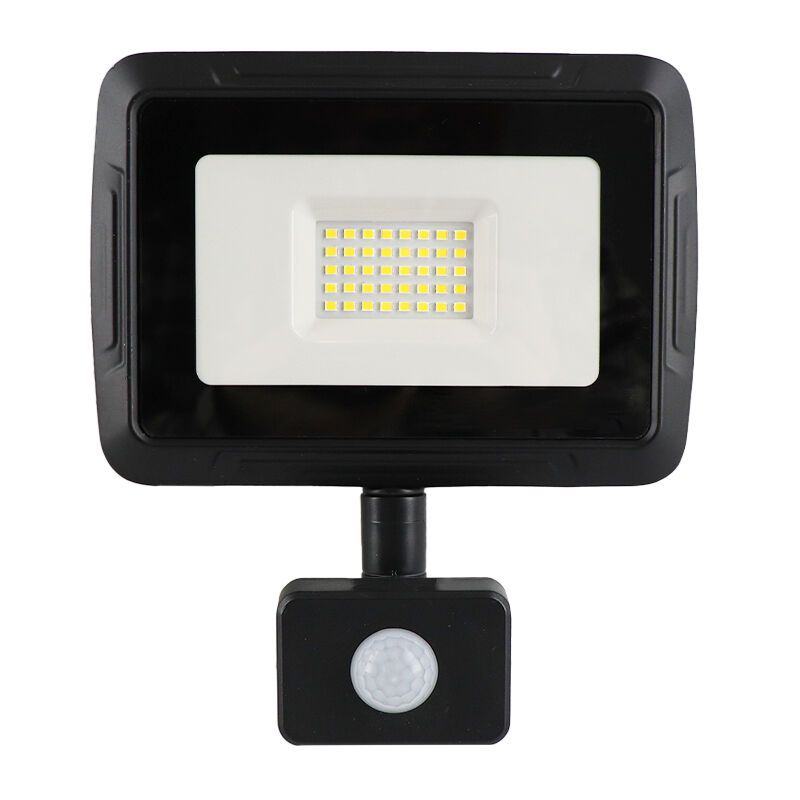 Riflettore con sensore nero in alluminio, Miro, 30W, 6000K LED, IP65