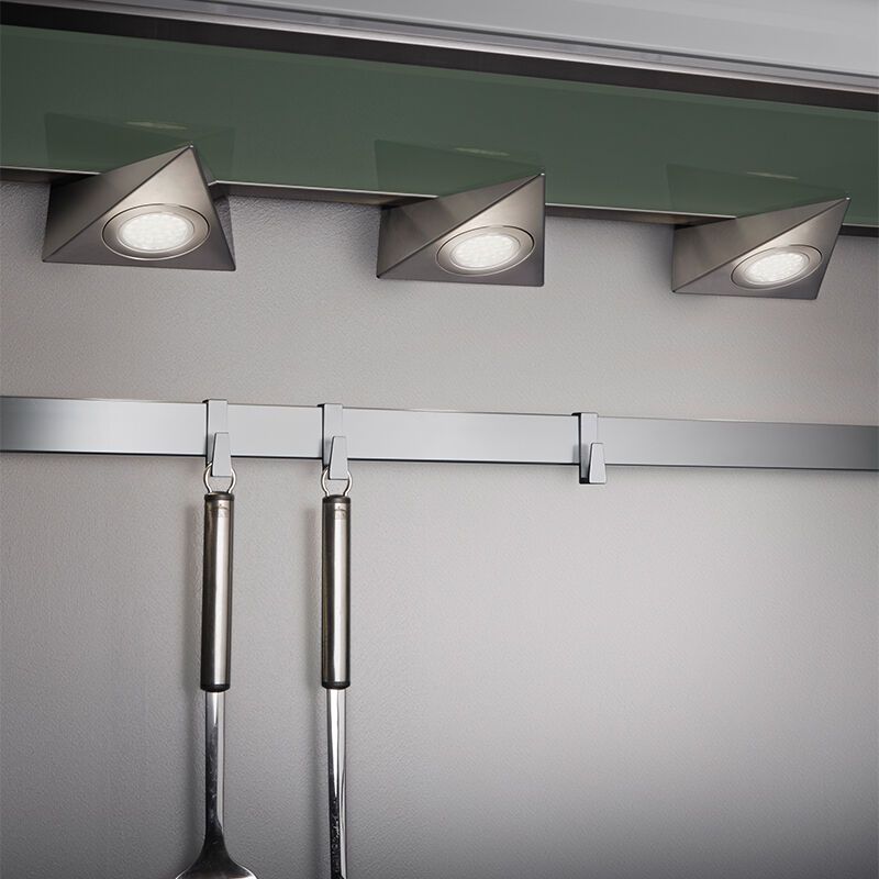 Luce sottopensile cucina in nichel metallo, Zerdali, 3W, 3000K LED, con interruttore