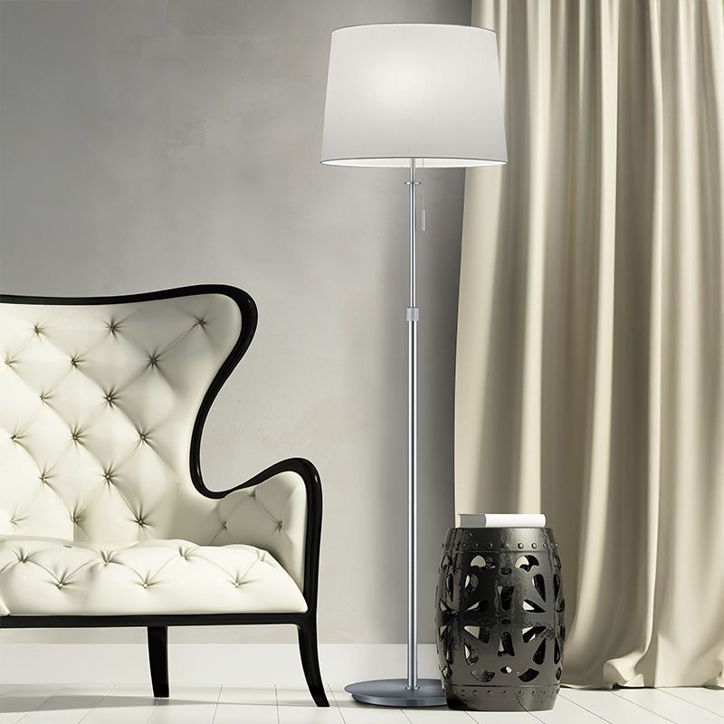 Lampada da terra classica in nichel, Niva, con interruttore a strappo