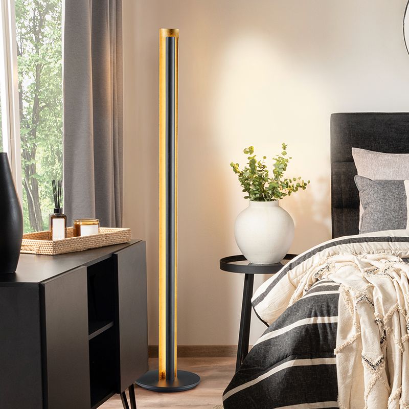 Lampada da terra moderna nera, Baruch, 15W, 3000K LED, con interruttore Lampada da terra moderna nera, Baruch, 15W, 3000K LED, con interruttore