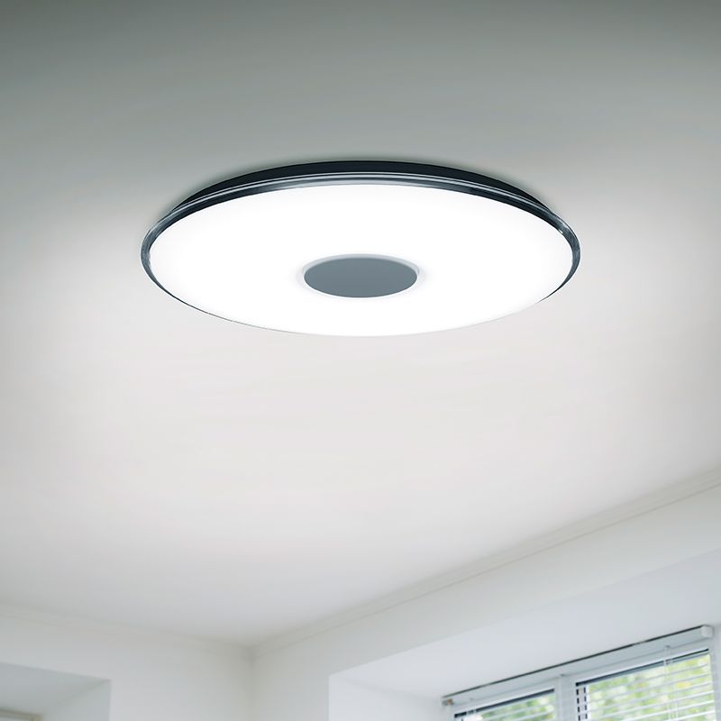 Plafoniera bianca metallo, Vibol, 45W, 3000K LED, con telecomando
