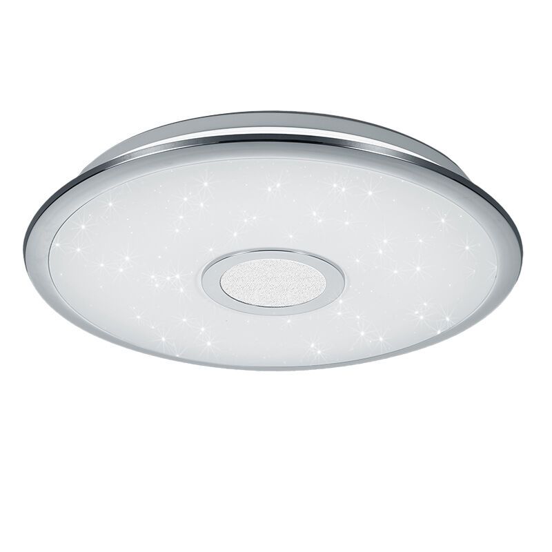 Plafoniera cromata in plastica, Yailee, 30W, bianco regolabile tra caldo e freddo LED, con telecomando