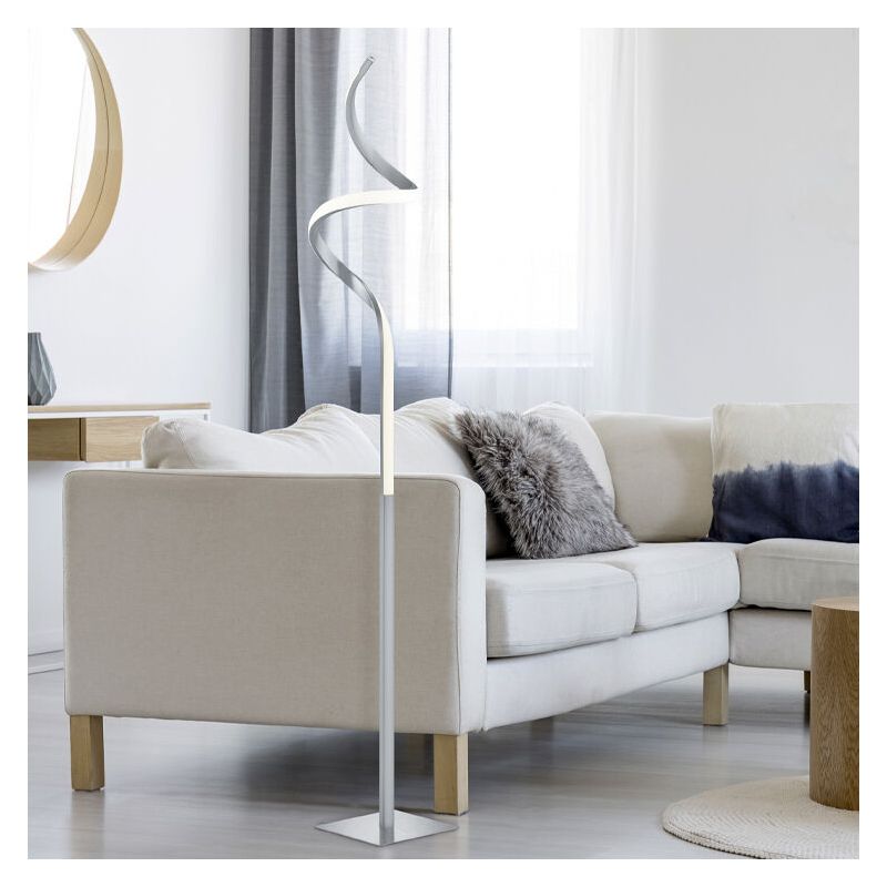 Lampada da terra moderna in nichel, Aby, 11W, 3000K LED, controllo touch Lampada da terra moderna in nichel, Aby, 11W, 3000K LED, controllo touch