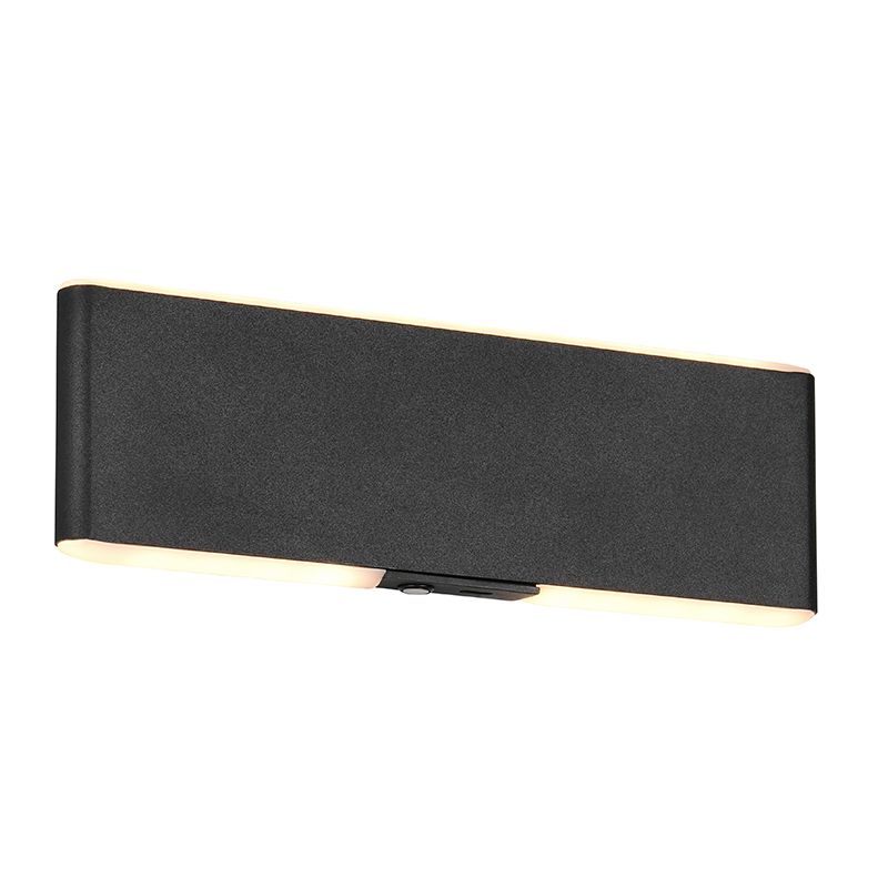 Lampada da parete up down moderna nera, Zwier, 2W, bianco regolabile tra caldo e freddo LED, con interruttore