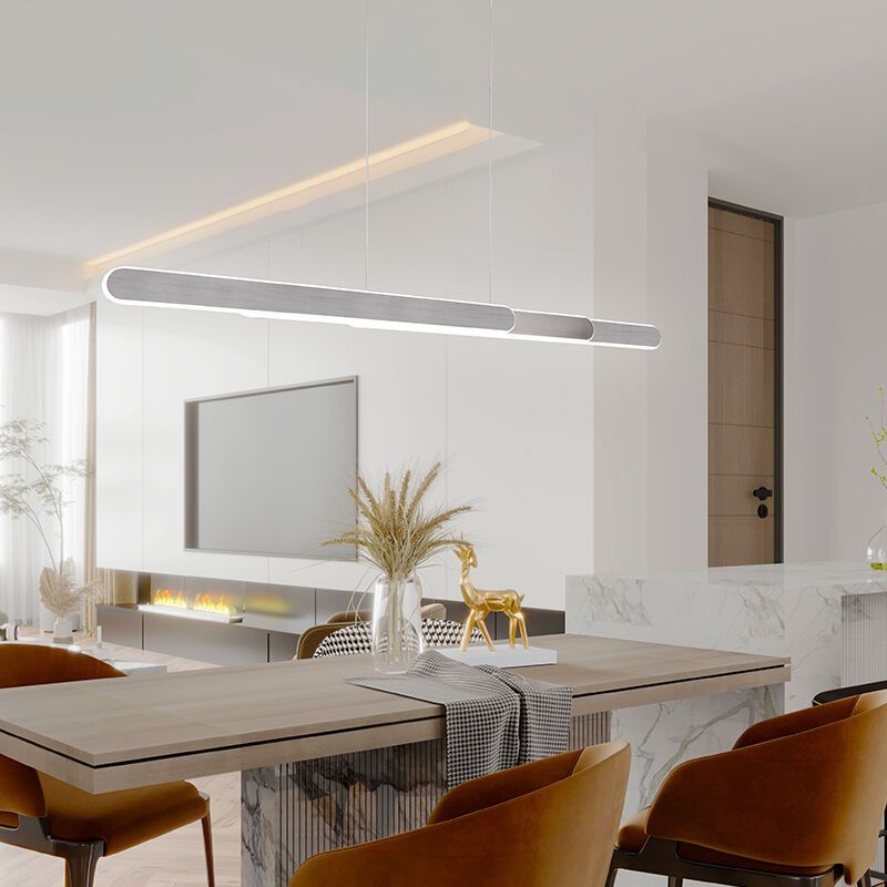 Lampada a sospensione design argenta, Dwayn, 48W, bianco regolabile tra caldo e freddo LED, controllo touch Lampada a sospensione design argenta, Dwayn, 48W, bianco regolabile tra caldo e freddo LED, controllo touch