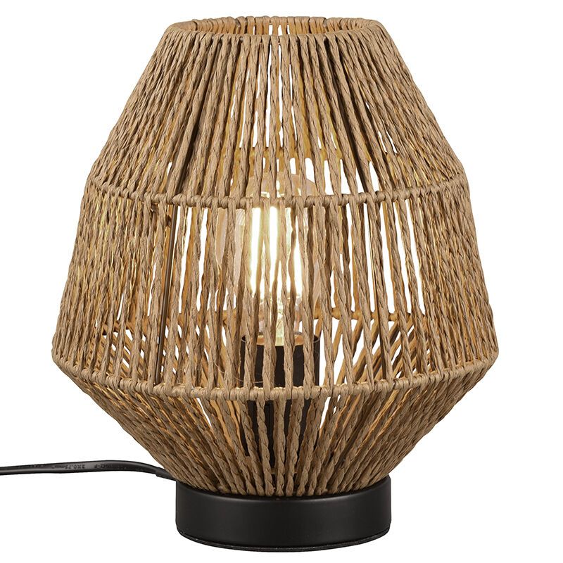 Lampada da tavolo in rattan marrone, Fleurtje, con interruttore