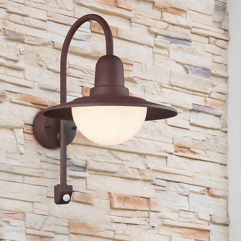 Applique da esterno con sensore di movimento moderna color ruggine, Semmy, IP44
