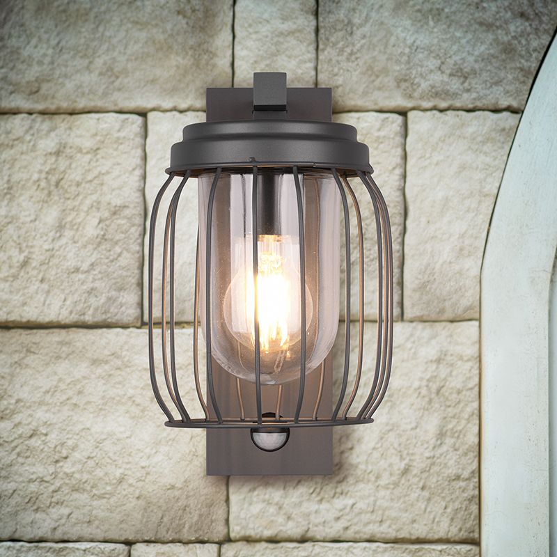 Applique da esterno con sensore di movimento moderna antracite, Emanuela, IP44