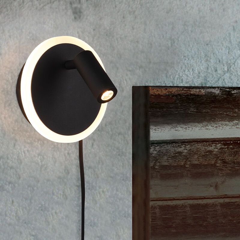 Applique da parete moderna nera, Sirias, 5W, 3000K LED, con interruttore Applique da parete moderna nera, Sirias, 5W, 3000K LED, con interruttore