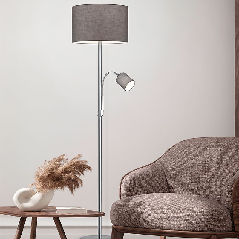 Lampada da terra moderna grigia, Ledbury, con interruttore