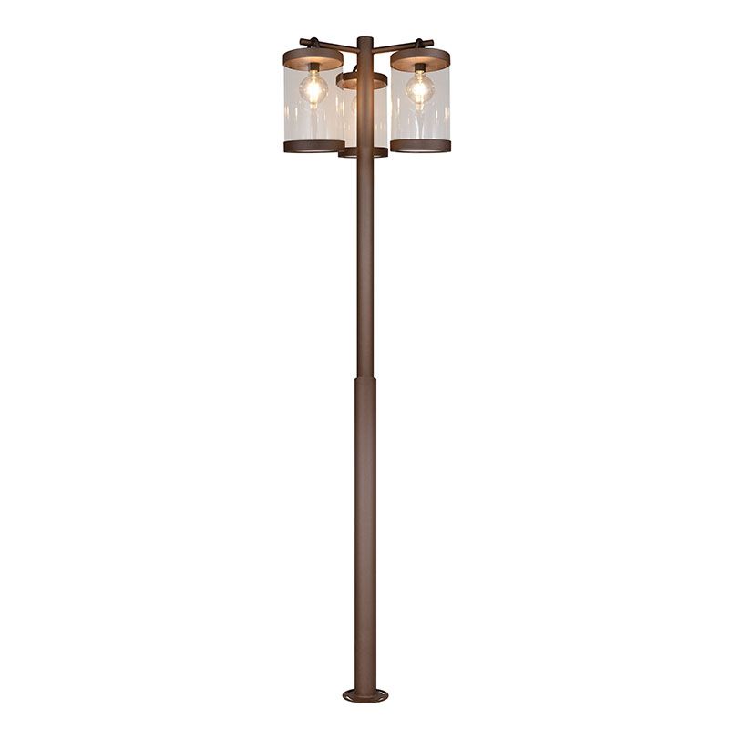 Lampione da giardino con sensore crepuscolare moderno color ruggine, Sambesi, IP44