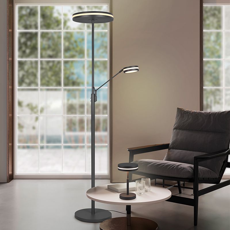 Piantana da lettura da terra moderna antracite, Marjon, 35W, bianco regolabile tra caldo e freddo LED, controllo touch