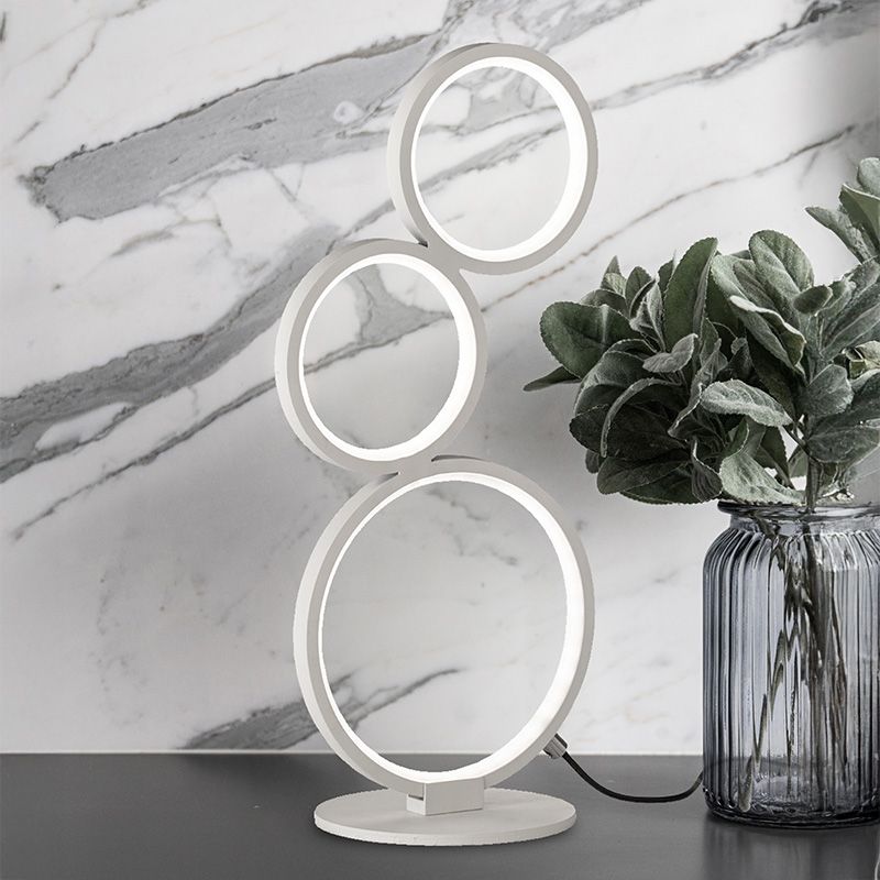 Lampada da tavolo moderna bianca, Robon, 17W, 3000K LED, con interruttore Lampada da tavolo moderna bianca, Robon, 17W, 3000K LED, con interruttore