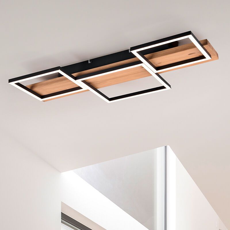 Plafoniera in legno marrone, Justian, 30W, 3000K LED, dimmer in 3 fasi Plafoniera in legno marrone, Justian, 30W, 3000K LED, dimmer in 3 fasi