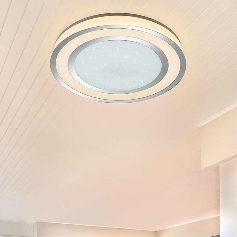 Plafoniera moderna cromata, Saleem, 45W, bianco regolabile tra caldo e freddo LED, con interruttore
