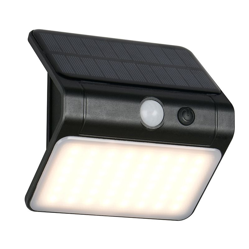 Applique da esterno solare nera in plastica, Mijs, 2,5W, 4000K LED, IP44 Applique da esterno solare nera in plastica, Mijs, 2,5W, 4000K LED, IP44