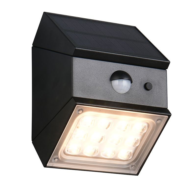 Applique da esterno solare moderna nera, Majida, IP65 Applique da esterno solare moderna nera, Majida, IP65