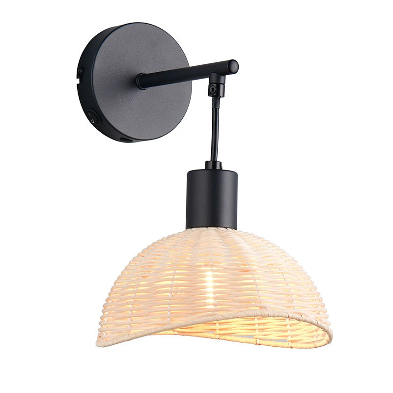 Applique da parete in rattan marrone, Sijmen, con interruttore