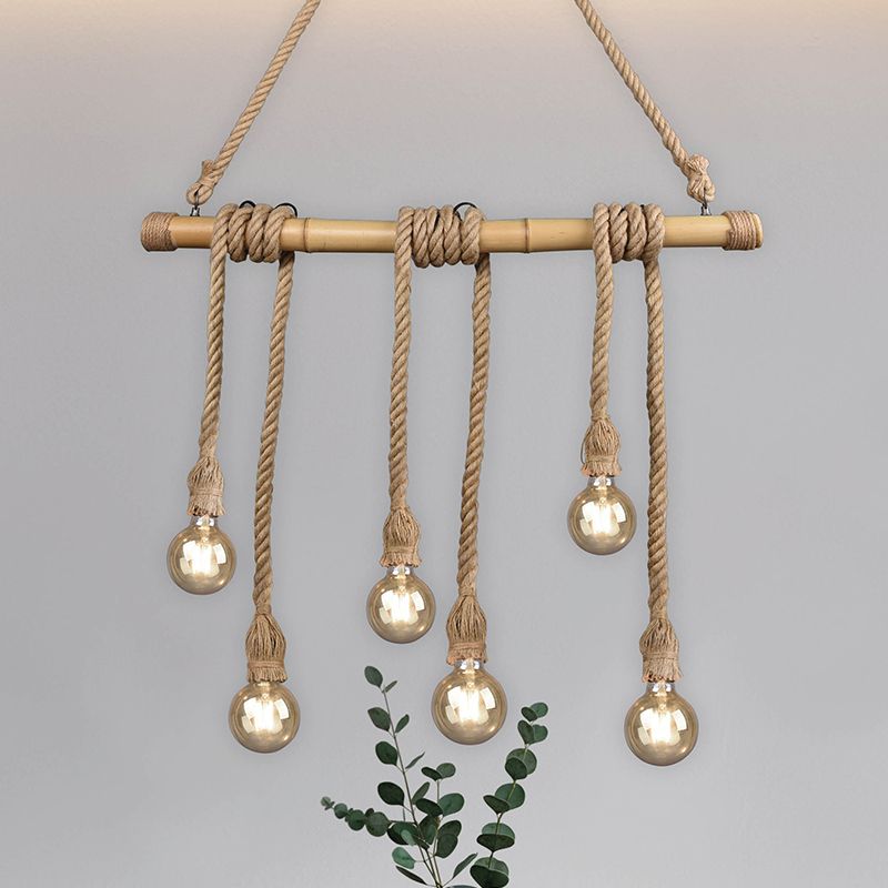 Lampade a sospensione per tavolo da pranzo in legno marrone, Joaquin