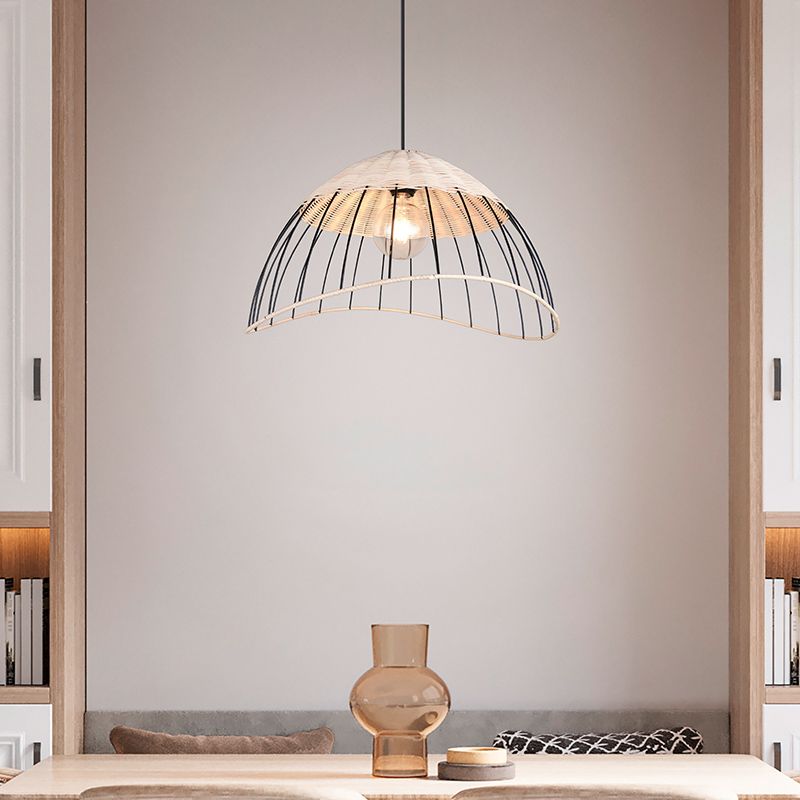 Lampada a sospensione in rattan marrone, Rauf Lampada a sospensione in rattan marrone, Rauf