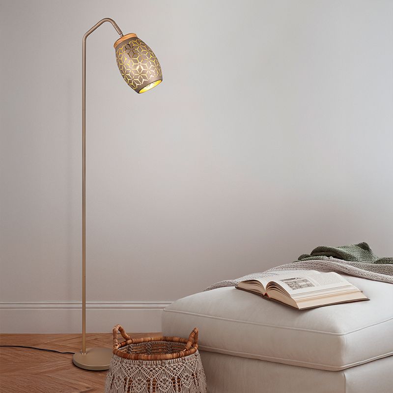 Lampada da terra moderna marrone, Delana, con interruttore Lampada da terra moderna marrone, Delana, con interruttore