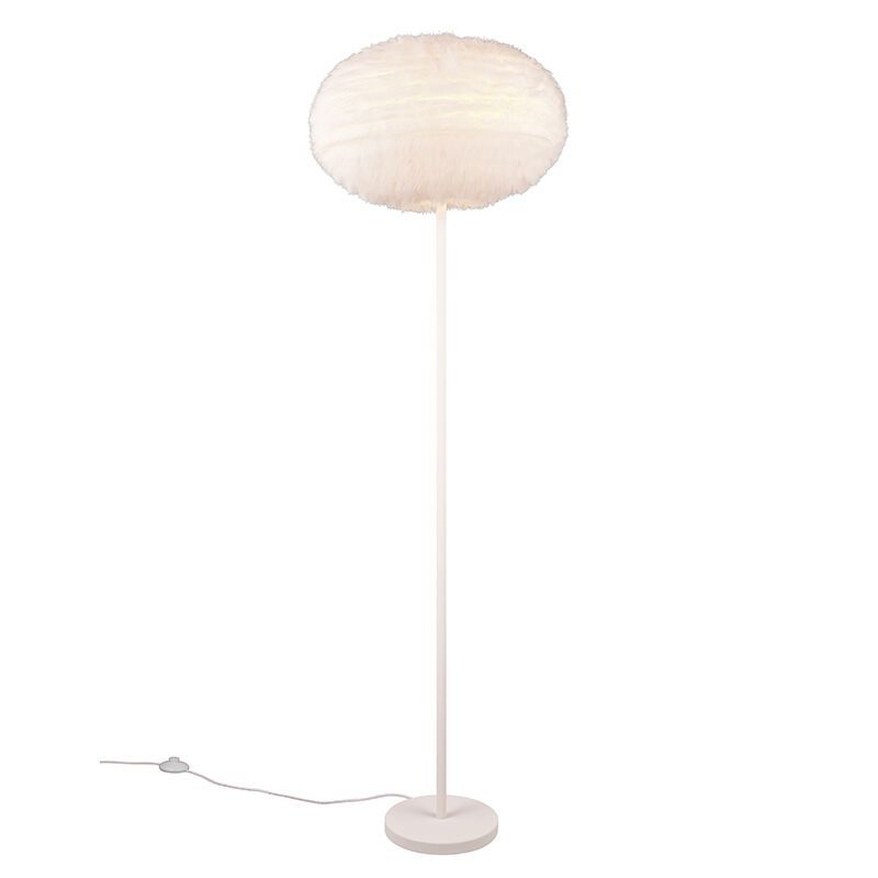 Lampada da terra beige in tessuto, Vijay, con interruttore Lampada da terra beige in tessuto, Vijay, con interruttore