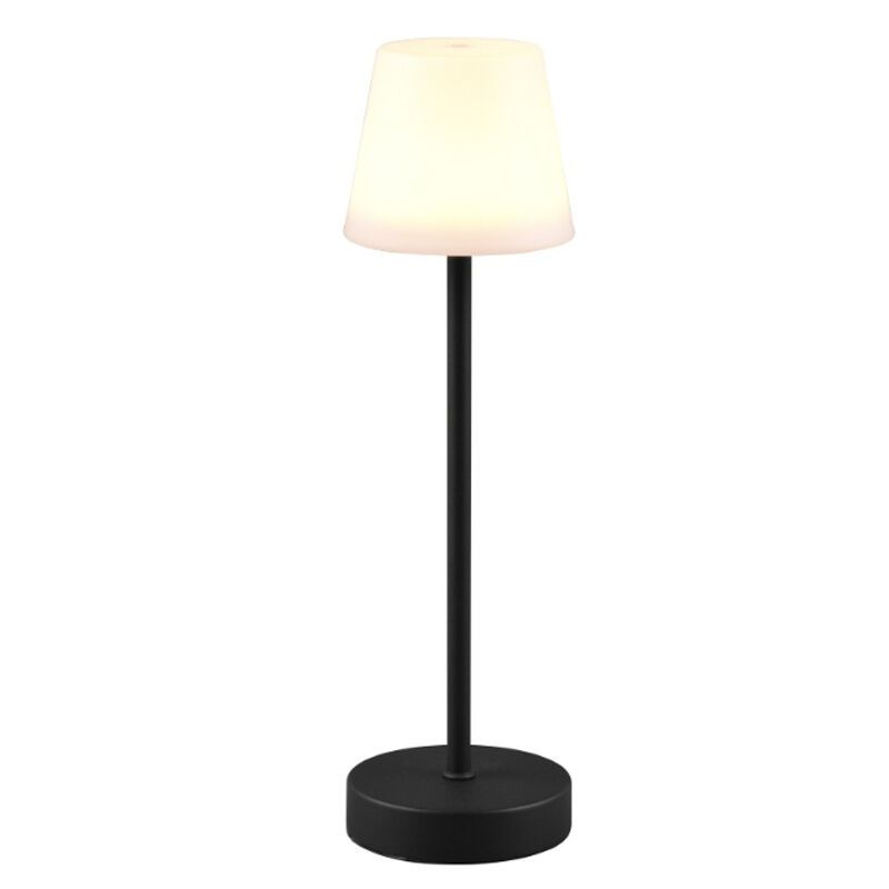 Lampada da tavolo ricaricabile nera in plastica, Suman, 2W, bianco regolabile tra caldo e freddo LED, IP44, controllo touch