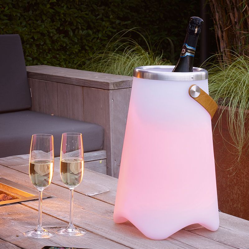 Lampada da tavolo da esterno moderna bianca, Sedex, 2W, RGBW LED, IP44, con telecomando