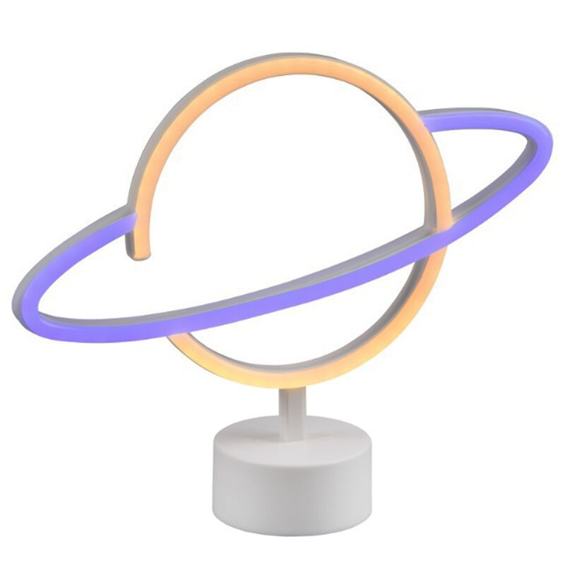 Lampada da tavolo per bambini bianca in plastica, Planet, 2W, 3000K LED, con interruttore