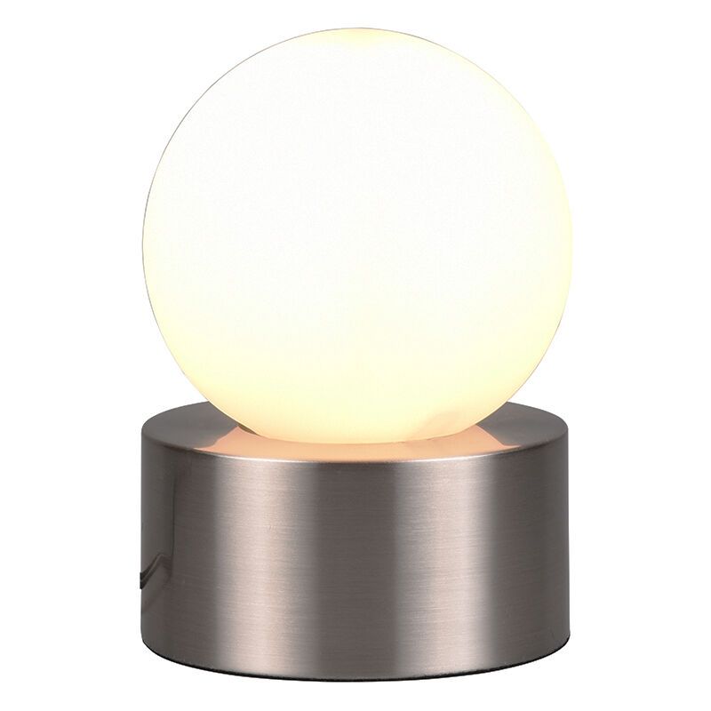 Lampada da tavolo moderna in nichel, Mirjam, con interruttore