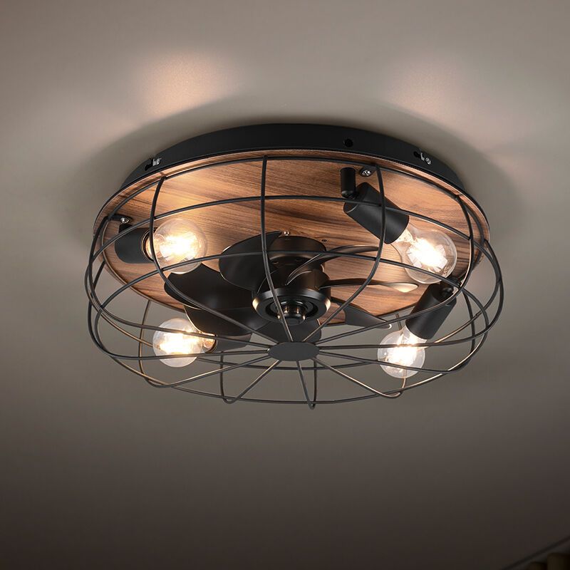 Ventilatore da soffitto moderno nero, Roberto, con telecomando