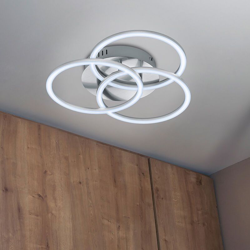 Plafoniera moderna in nichel, Kobus, 27W, bianco regolabile tra caldo e freddo LED, con telecomando Plafoniera moderna in nichel, Kobus, 27W, bianco regolabile tra caldo e freddo LED, con telecomando
