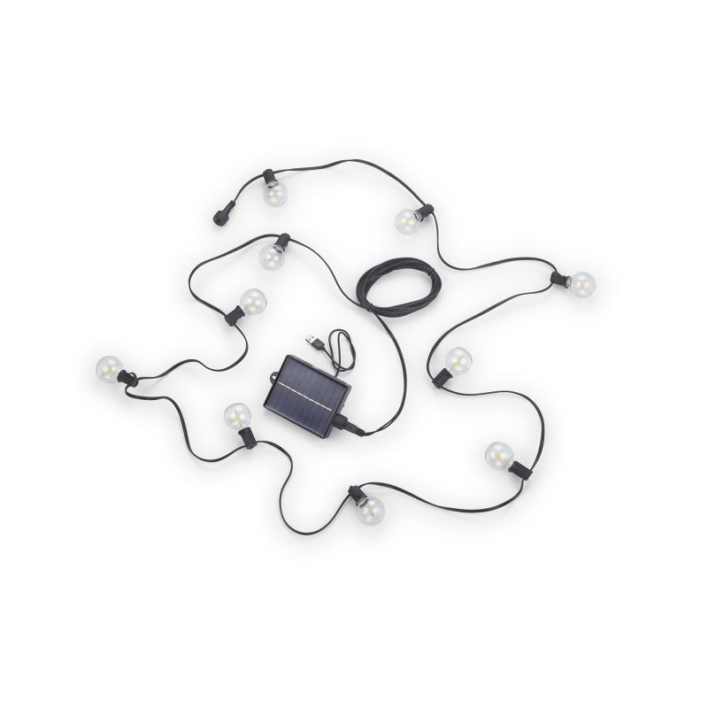Catena luminosa a energia solare, 10 lampadine, 2700K, 0,5W