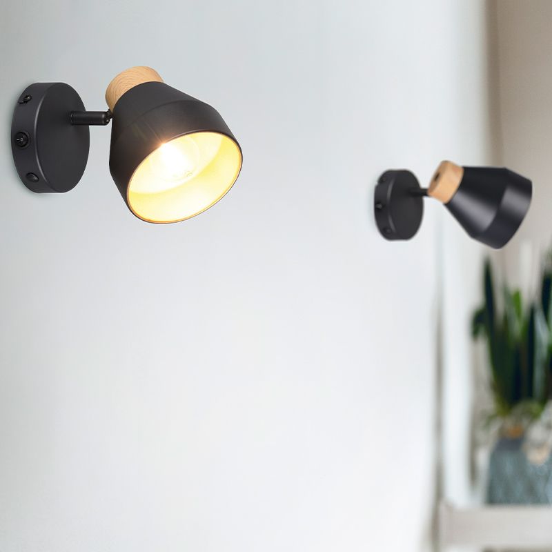 Faretto da parete moderno nero, Riette, con interruttore