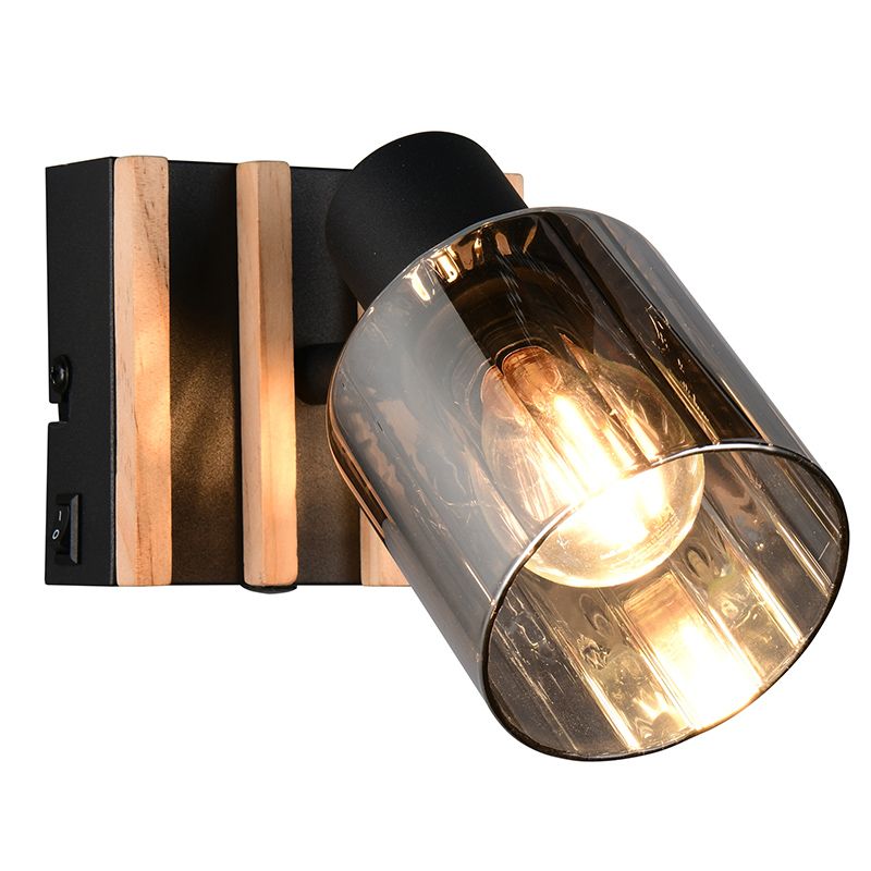 Faretto da parete moderno nero, Steije, con interruttore