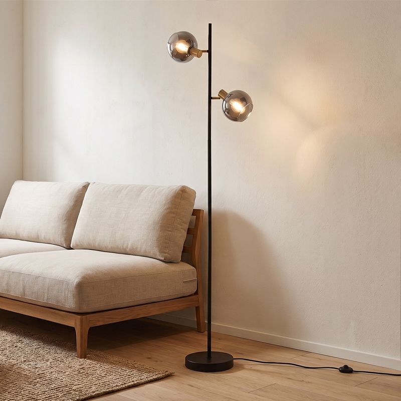 Lampada da terra grigia moderna, Avery, con interruttore