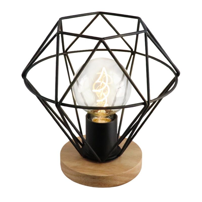 Lampada da tavolo nera industriale, Jochem, con interruttore