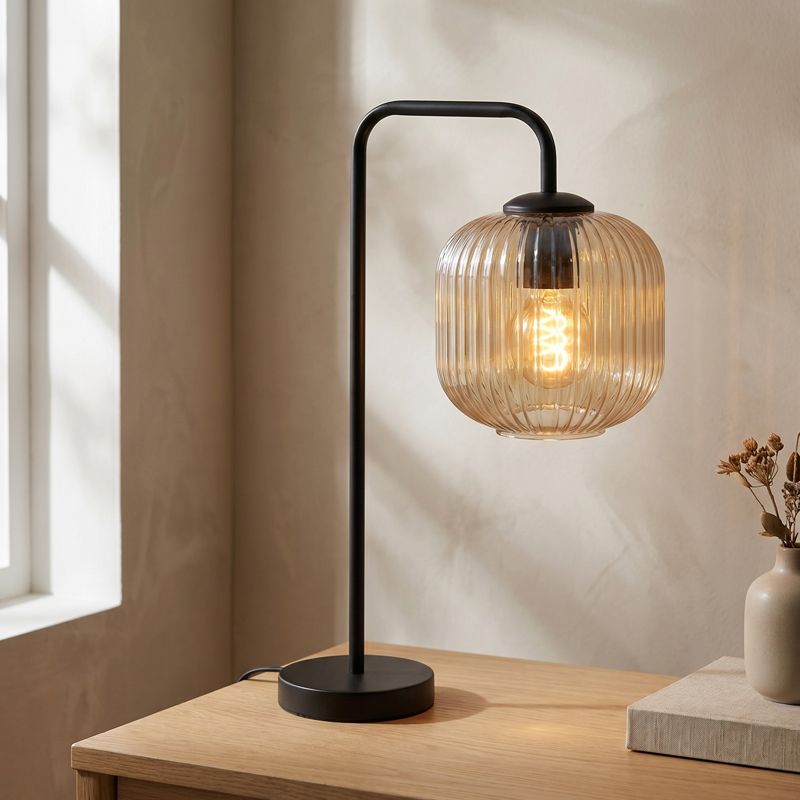 Lampada da tavolo ambrata design, Charlois, con interruttore