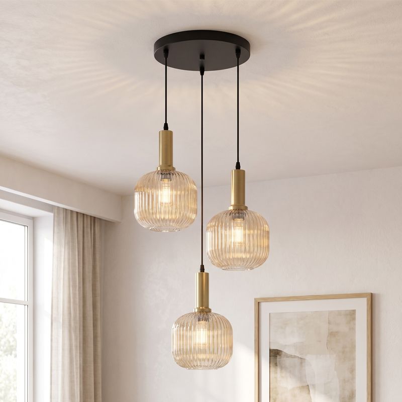 Lampada a sospensione ambrata design, Charlois Lampada a sospensione ambrata design, Charlois