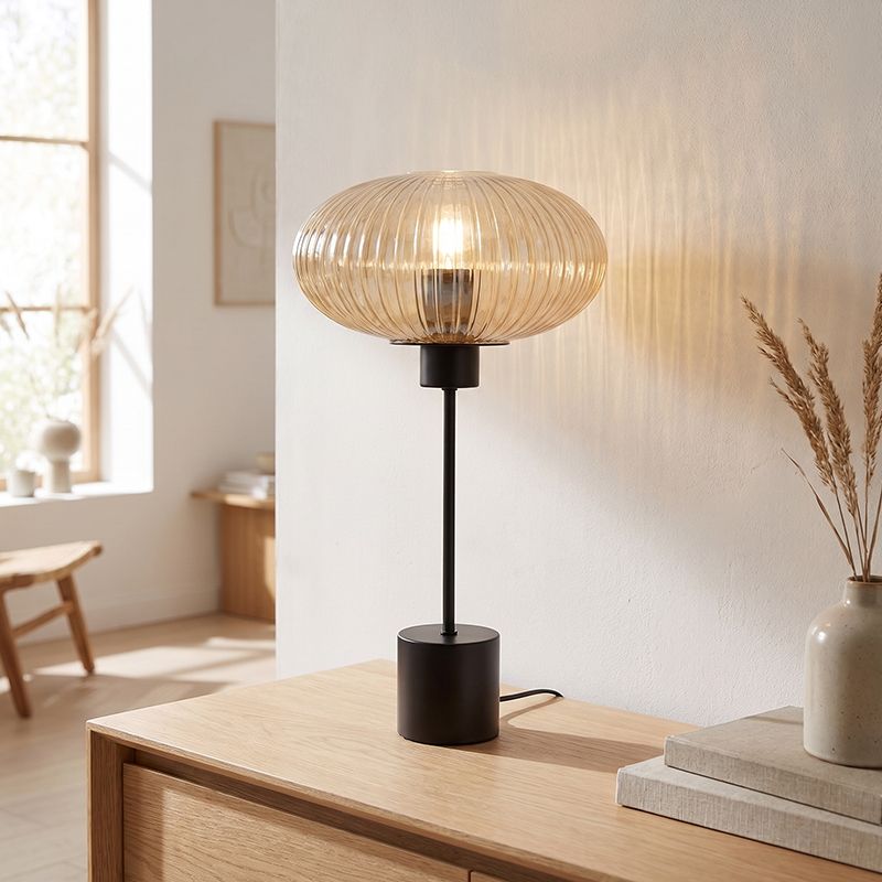 Lampada da tavolo ambrata design, Charlois, con interruttore Lampada da tavolo ambrata design, Charlois, con interruttore