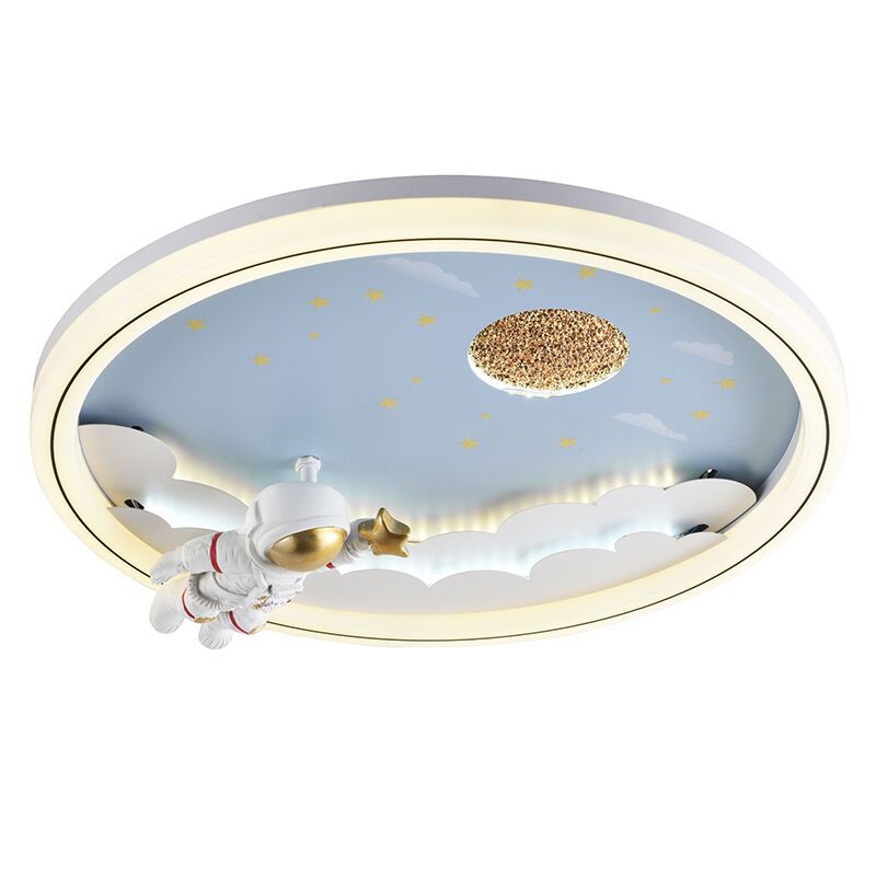 Lampada da soffitto per bambini blu metallo, Astronaut, 42W, 3000K LED, dimmer in 3 fasi