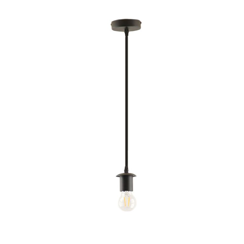 Lampada a sospensione senza paralume nera moderna, Rika Lampada a sospensione senza paralume nera moderna, Rika