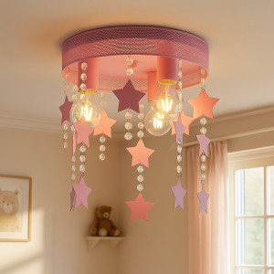 Lampada da soffitto per bambini rosa metallo, Doenja