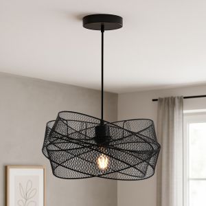 Lampada a sospensione nera industriale, Diny