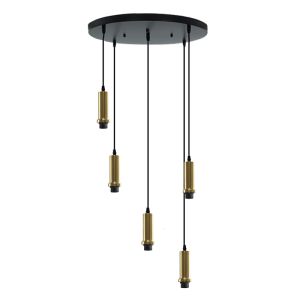 Lampada a sospensione senza paralume dorata in alluminio, Rika