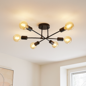 Lampada da soffitto nera moderna, Amos